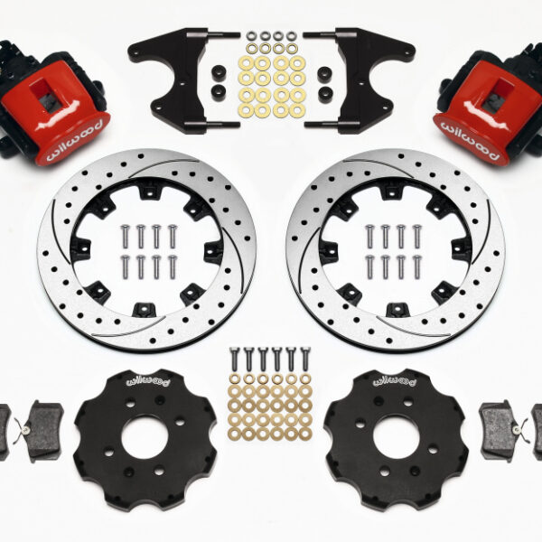 Wilwood Combination Parking Brake Rear Kit 12.19in Drilled Red Civic / Integra Drum 2.46 Hub Offset