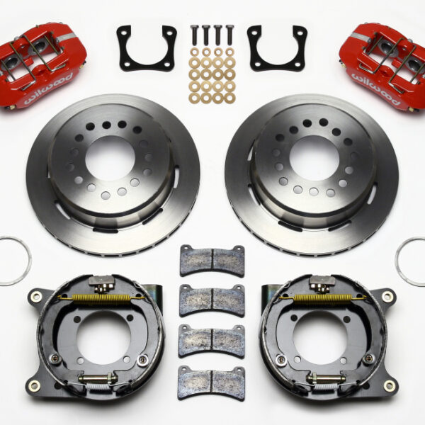 Wilwood Dynapro Low-Profile 11.00in P-Brake Kit - Red Chevy 12 Bolt Spcl 2.81in Off Stag Mount