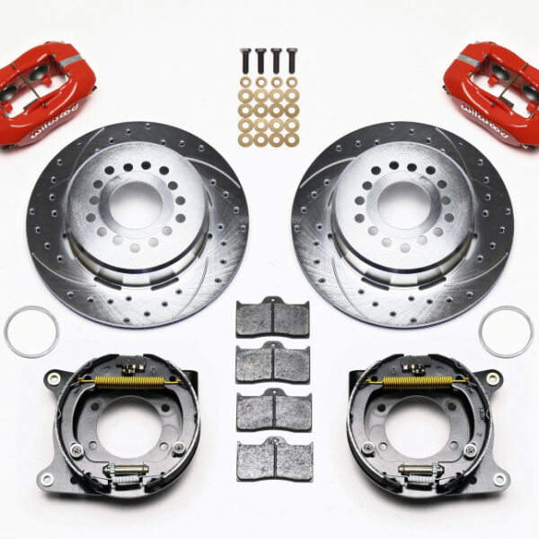 Wilwood Forged Dynalite P/S P-B Kit Drill-Zinc Red Chevy 12 Bolt w/ C-Clips