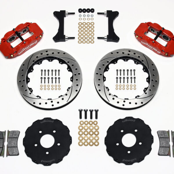 Wilwood Narrow Superlite 6R Front Hat Kit 13.06in Drilled Red Mitsubishi EVO VIII