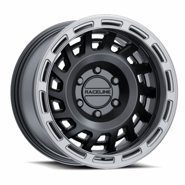 Raceline 957BS Halo 17x8.5in / 5x150 BP / 0mm Offset / 110.3mm Bore - Black & Silver Lip Wheel