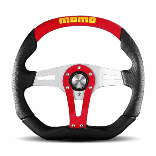 Momo Trek Steering Wheel 350 mm - 4 Black AirLeather/Brshd Al Spokes
