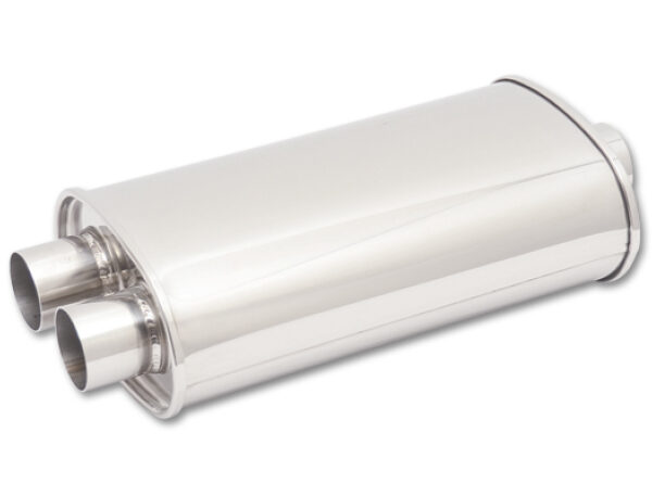 Vibrant StreetPower Oval Muffler 5in x 9in x 15in - 3in inlet/Dual Outlet (Center In - Dual Out)