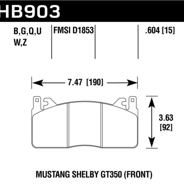 Hawk 2020 Ford Mustang 5.2L Shelby GT350 Front ER-1 Brake Pads
