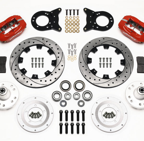 Wilwood Forged Dynalite Front Kit 12.19in Drill Red 1970-1973 Mustang Disc & Drum Spindle