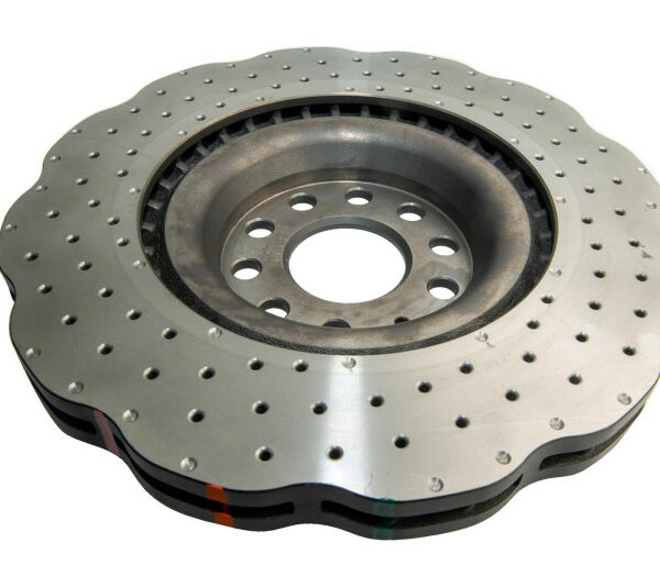 DBA 12-13 Volkswagen Golf R 3.6L Front 4000 Series Drilled Wavy Rotor