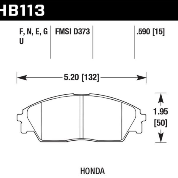 Hawk 90-91 Honda Civic 1.6L RT Front ER-1 Brake Pads