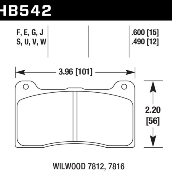 Hawk ER-1 Endurance Racing Brake Pads For Wilwood w/ Dynapro Lug Mount Caliper w/ Pad 7812/7816)
