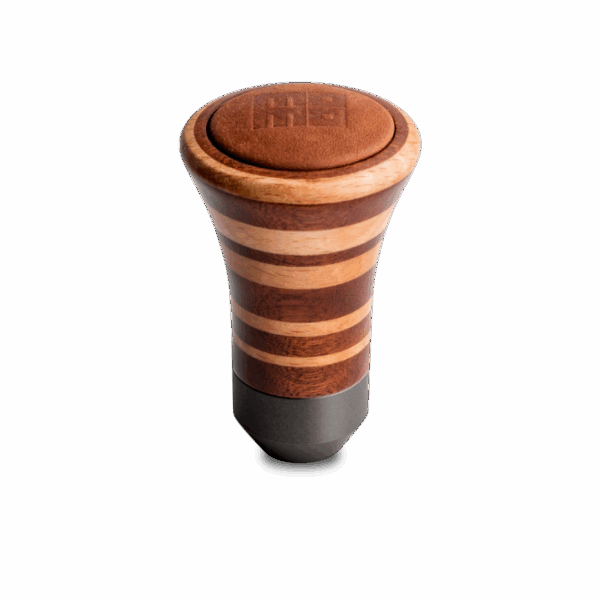 Momo Trofeo Heritage Shift Knob - Tall Wood, Layered Mahogany and Beechwood, Leather Insert Top