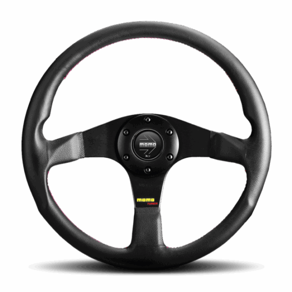 Momo Tuner Steering Wheel 350 mm - Black Leather/Red Stitch/Black Spokes