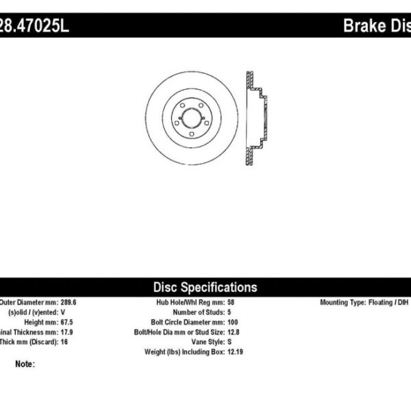 StopTech 06-07 WRX / 05-08 Subaru LGT Rear Drilled Left Rear Rotor
