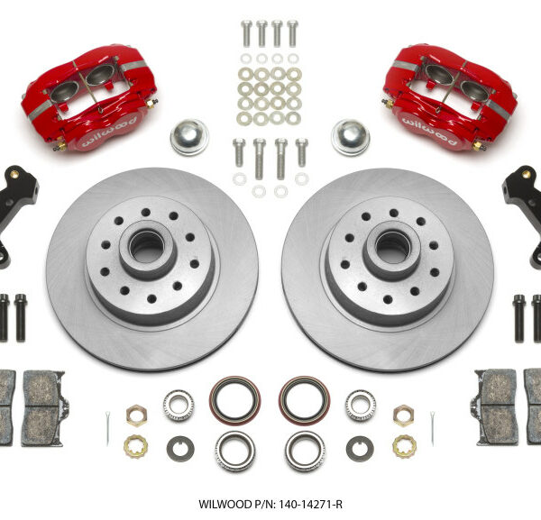 Wilwood Forged Dynalite Front Kit 11.03in 1 PC Rotor&Hub - Red 74-80 Pinto Disc Spindle only