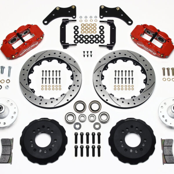 Wilwood Narrow Superlite 6R Front Hub Kit 12.88in Drill Red Large GM 57-70 Drop Spindle
