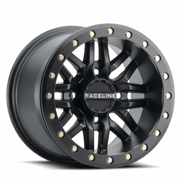 Raceline A91B Ryno 14x7in / 4x137 BP / 10mm Offset / 110.18mm Bore - Satin Black Beadlock Wheel