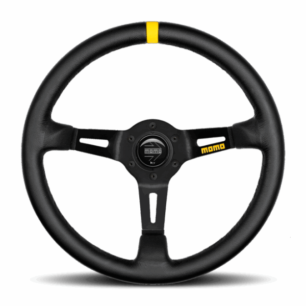 Momo MOD08 Steering Wheel 350 mm -  Black Leather/Black Spokes/1 Stripe