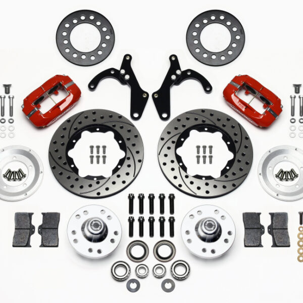 Wilwood Forged Dynalite Front Kit 11.00in Drill-Red 55-57 Chevy