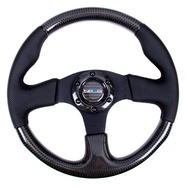 NRG Carbon Fiber Steering Wheel (315mm) Leather Trim w/Black Stitching