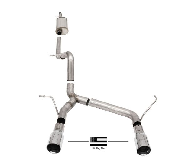 Corsa 2007-2018 Jeep Wrangler JKU 3.6L/3.8L 2.75in Sport Cat-Back Exhaust w/ 4in American Flag Tips