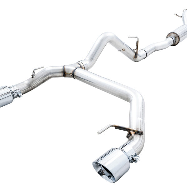 AWE Tuning 2021+ Ford Bronco 0FG Dual Rear Exit Exhaust w/Chrome Silver Tips & Bash Guard