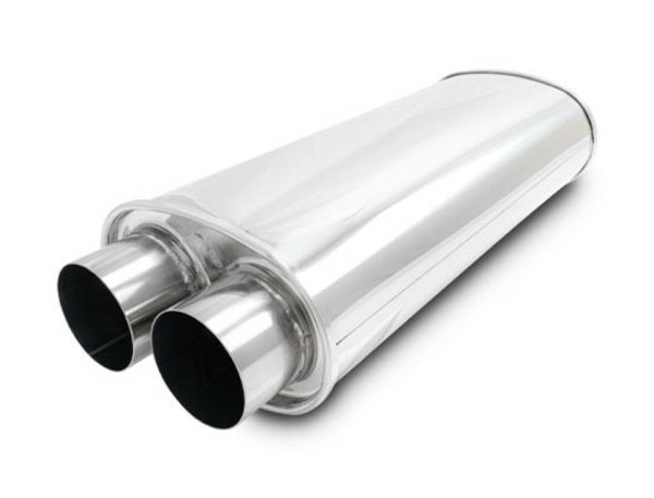 Vibrant Streetpower Oval Muffler 3.0in Dual Inlet/Outlet 18in Body Length