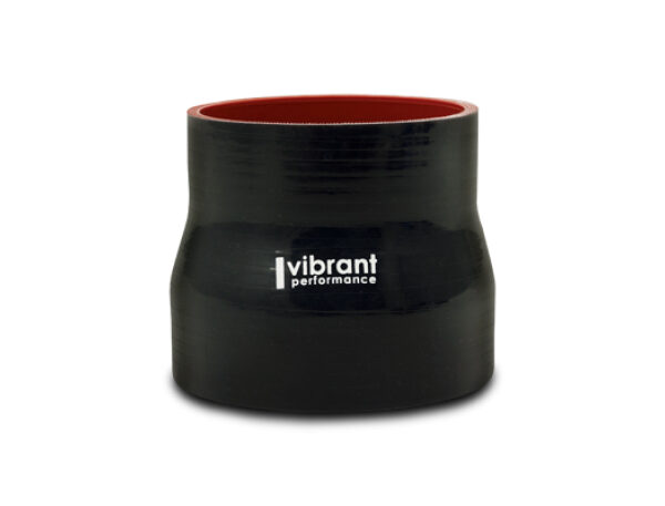 Vibrant 3.5in I.D. x 4.250in I.D. x 4.5in Long 4 Ply Gloss Black Silicone Transition Hose