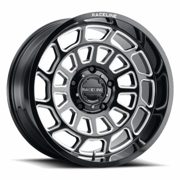 Raceline 955M Warp 20x10in / 5x127 BP / -19mm Offset / 78.1mm Bore - Satin Black & Milled Wheel