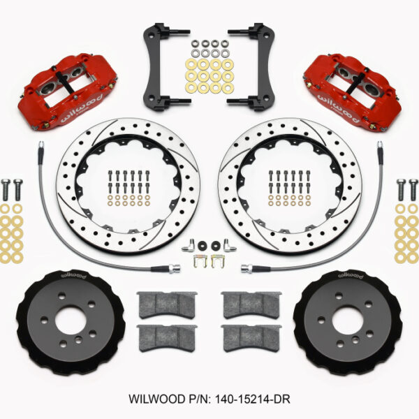 Wilwood Narrow Superlite 6R Front Hat Kit 12.88in Drill Red 2014-2015 Mini Cooper w/Lines