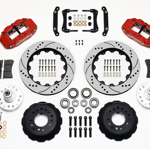 Wilwood Narrow Superlite 6R Front Hub Kit 14.00in Drill Red 70-78 Camaro