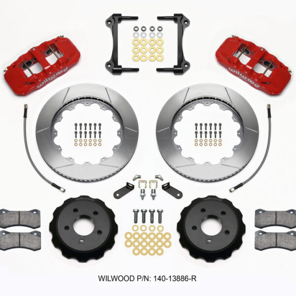 Wilwood AERO6 Front Hat Kit 14.00 Red 2015-Up Mustang w/Lines