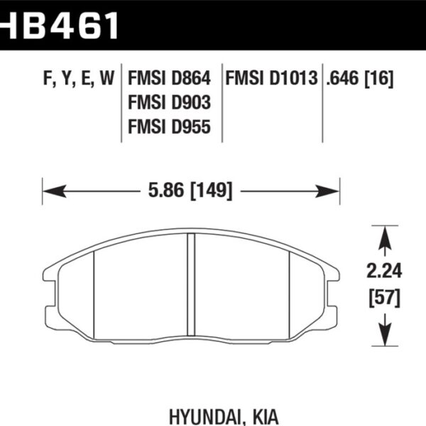 Hawk 02-03 Hyundai Santa Fe 2.4L Base OE Incl.Clips Shims Front ER-1 Brake Pads