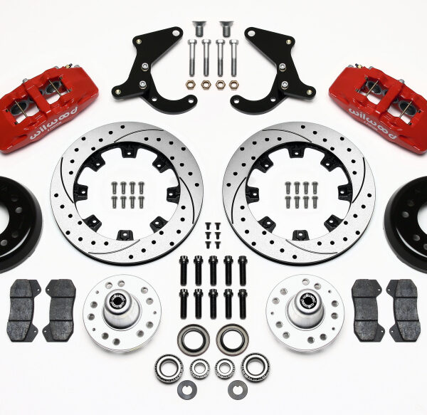 Wilwood Dynapro 6 Front Hub Kit 12.19in Drilled Red 55-57 Chevy