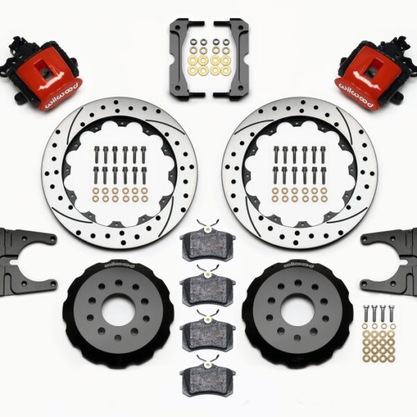 Wilwood Combination Parking Brake Rear Kit 12.88in Drilled Red 2005-2014 Mustang