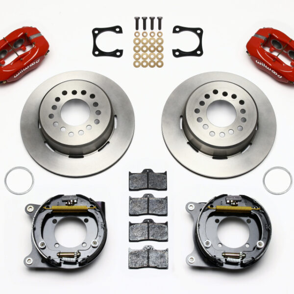 Wilwood Forged Dynalite P/S Park Brake Kit Red Chevy 12 Bolt-Spec 3.15in Brng Stggrd mt