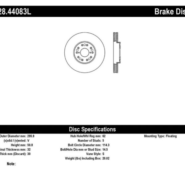 StopTech 93-05 Lexus GS 300/350/400/430/450H / 00-05 IS250/300/350 Front Left Drilled Rotor
