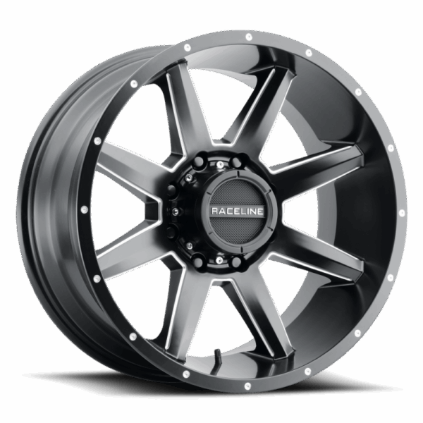 Raceline 954M Stryker 17x9in / 5x127 BP / -12mm Offset / 87.1mm Bore - Satin Black & Milled Wheel