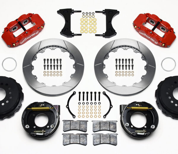 Wilwood Narrow Superlite 4R Rear P-Brk Kit 12.88in Red Chevy 12 Bolt w/ C-Clips