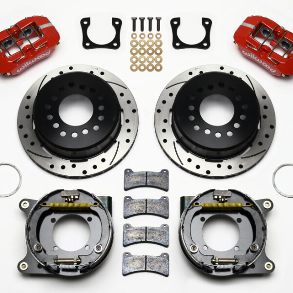 Wilwood Dynapro Low-Profile 11.00in P-Brake Kit Drill-Red Chevy 12 Bolt Spcl 2.81in Offset