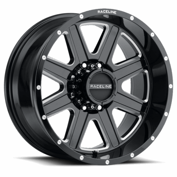 Raceline 940M Hostage 20x9in / 5x139.7 BP / 12mm Offset / 110.3mm Bore - Black & Milled Wheel