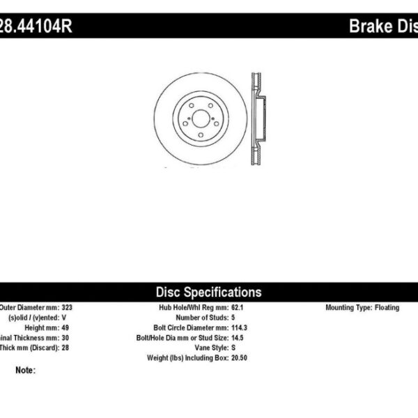 StopTech 93-98 Toyota Supra Turbo Drilled Right Front Rotor