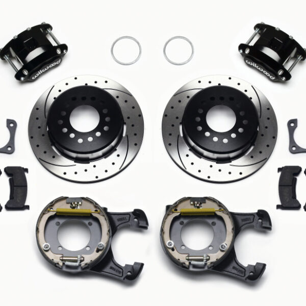 Wilwood D154 P/S Park Brake Kit Drilled 12 Bolt 2.81in Offset Staggered Shock