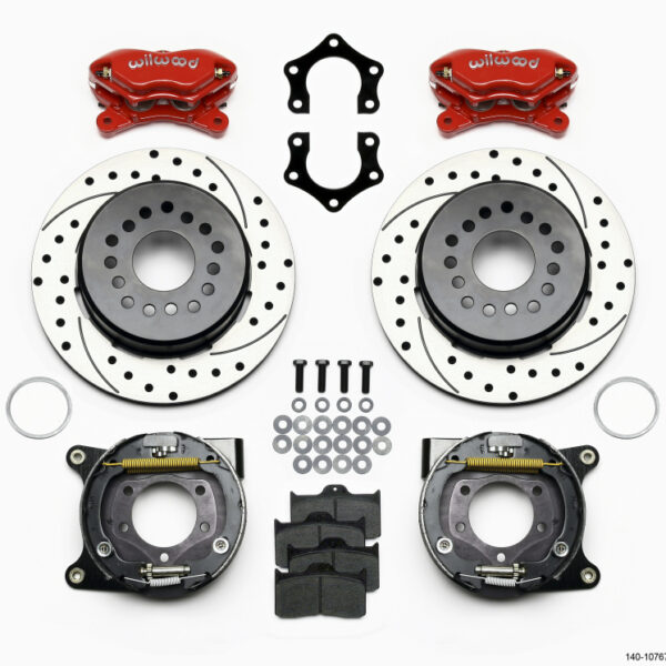 Wilwood Forged Dynalite P/S Park Brake Kit Drilled Red Mopar/Dana 2.50in Off w/Snap Ring Brng