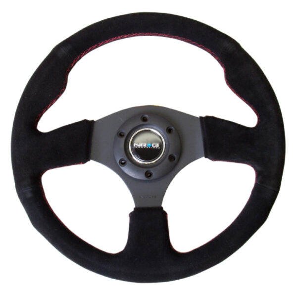 NRG Reinforced Steering Wheel (320mm) Suede w/Red Stitch