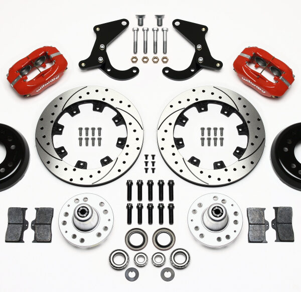 Wilwood Forged Dynalite Front Kit 12.19in Drilled Red 55-57 Chevy