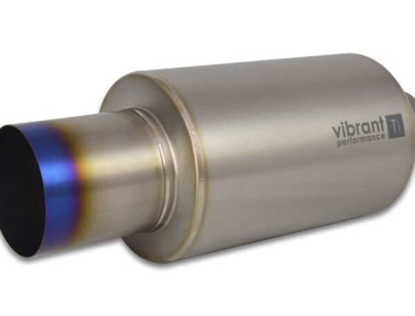 Vibrant Titanium Muffler w/Straight Cut Burnt Tip 2.5in. Inlet / 2.5in. Outlet