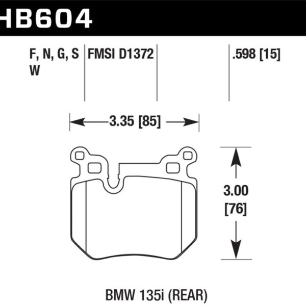 Hawk 08-13 BMW 135i 3.0L Base Rear ER-1 Brake Pads