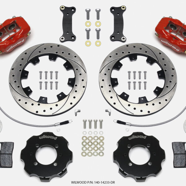 Wilwood Forged Dynalite Front Hat Kit 12.19in Drilled Red 2016-Up Mazda MX5 Miata w/ Lines