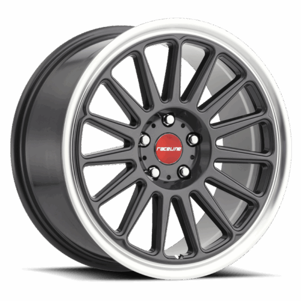 Raceline 315G Grip 18x9.5in / 5x114.3 BP / 25mm Offset / 72.6mm Bore - Gunmetal & Machined Wheel