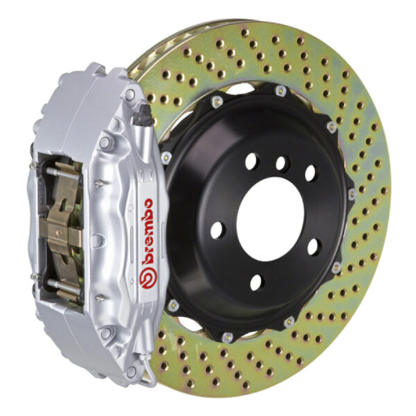 Brembo 09-12 SL550 (R230) Front GT BBK 6 Piston Cast 355x32 2pc Rotor Drilled-Silver
