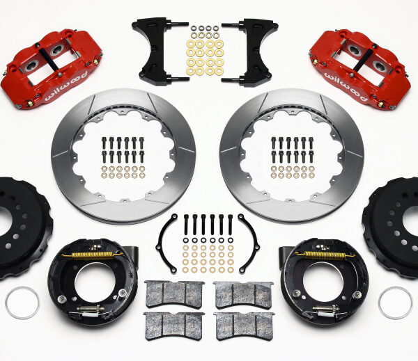 Wilwood Narrow Superlite 4R Rear P-Brk Kit 12.88in Red Ford 8.8 w/2.5in Offset-5 Lug