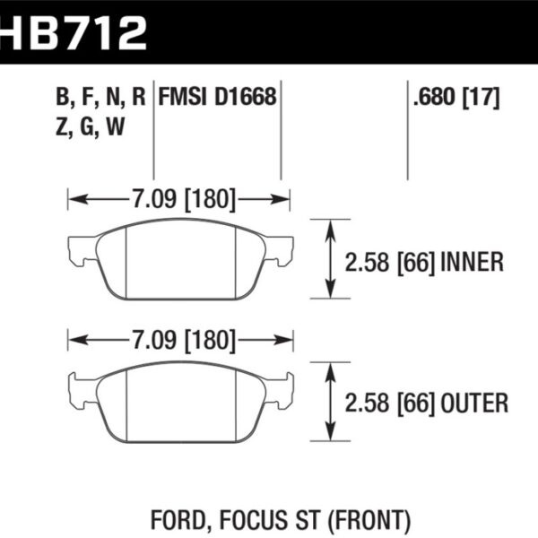 Hawk 13-14 Ford Focus 2.0L ST Front ER-1 Brake Pads